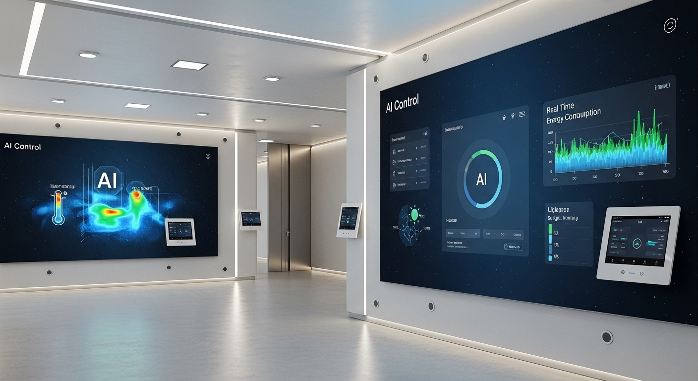 AI in Real Estate: Use Cases and Benefits - Smart logistics port with AI monitoring systems and data visualization overlays