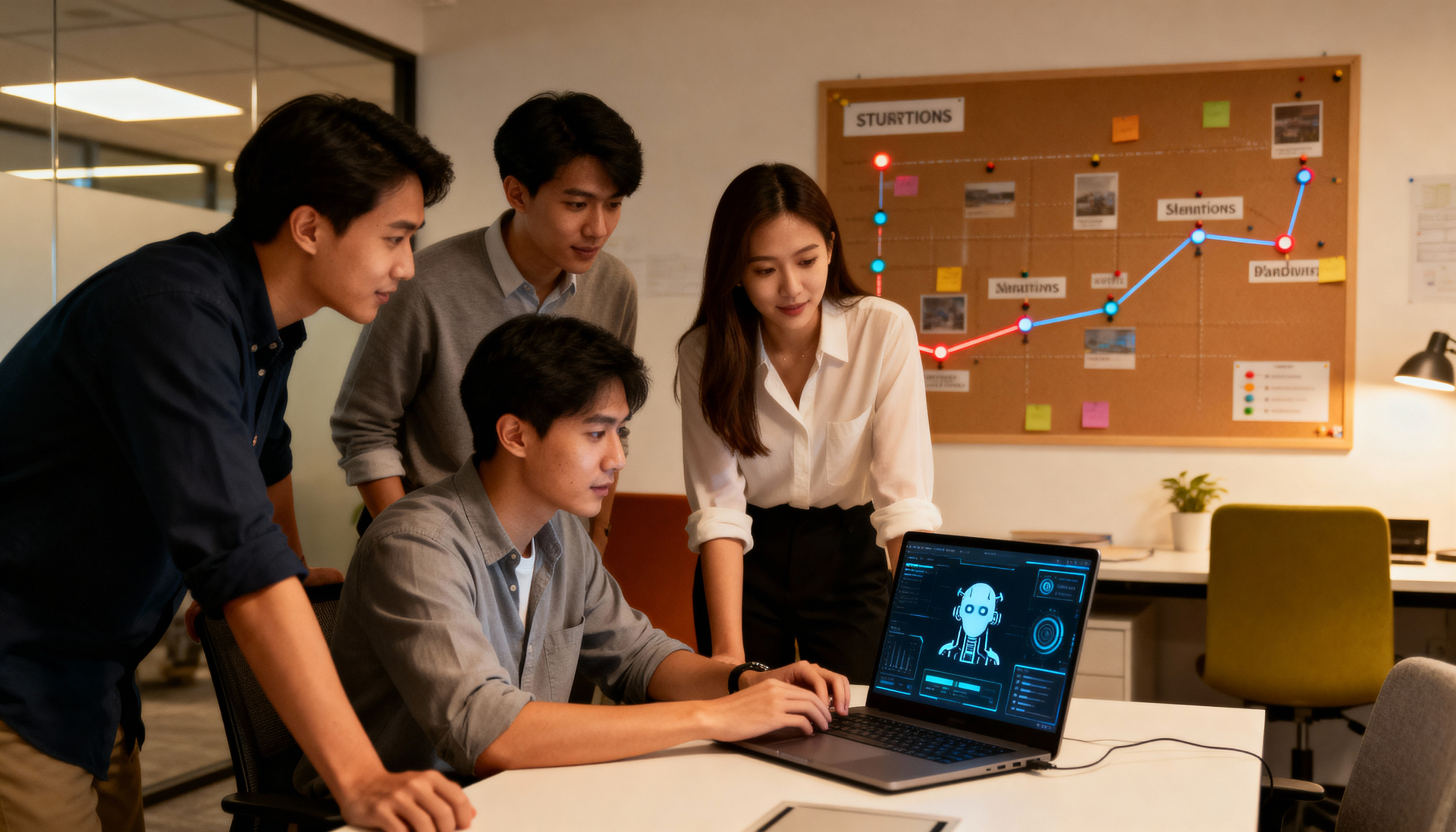 What CEOs Really Want to Hear About AI — And What to Avoid Saying - AI presentation in executive boardroom with presentation screen