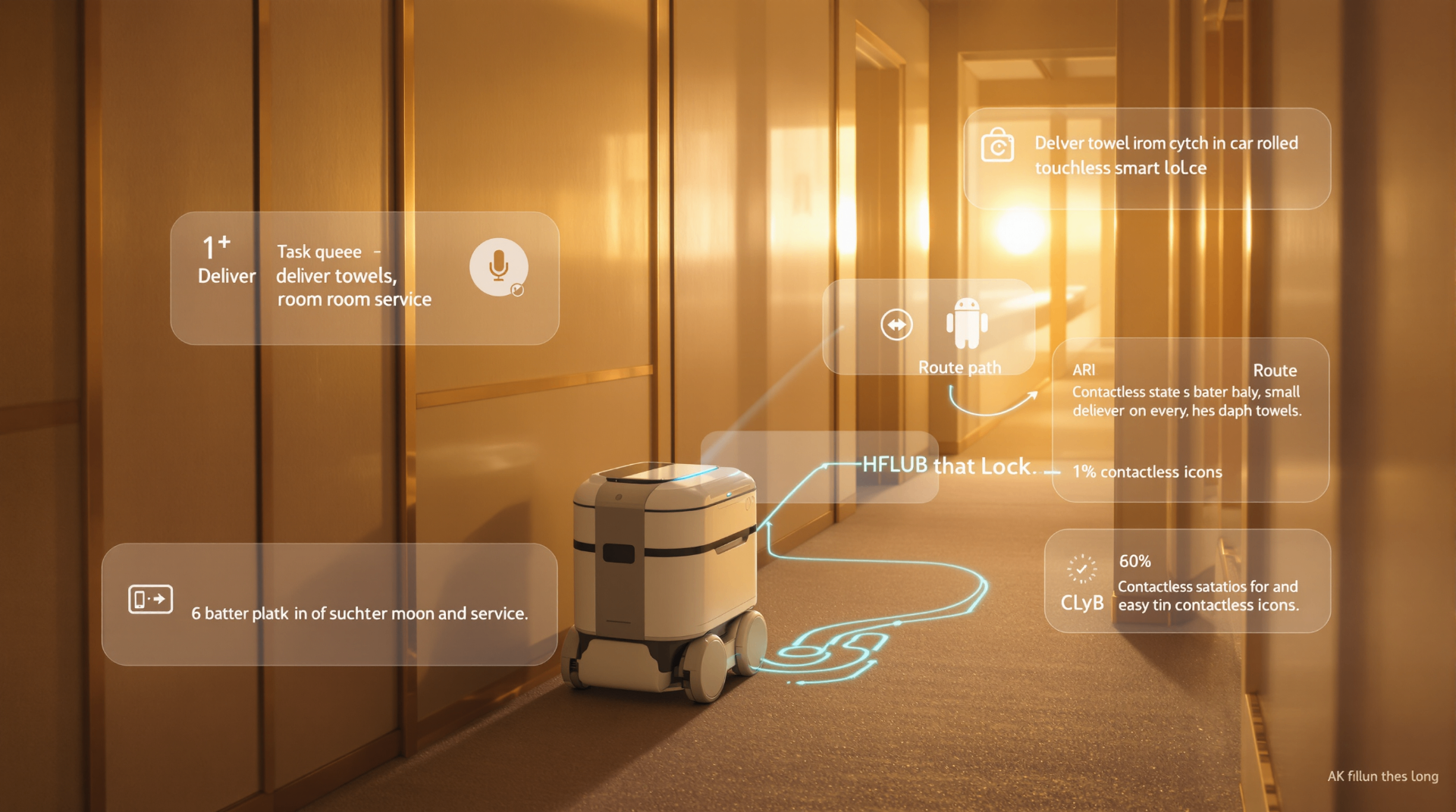 How AI Is Reinventing the Hospitality and Tourism Industry - Hotel service robot with AR interface showing task management and delivery routes