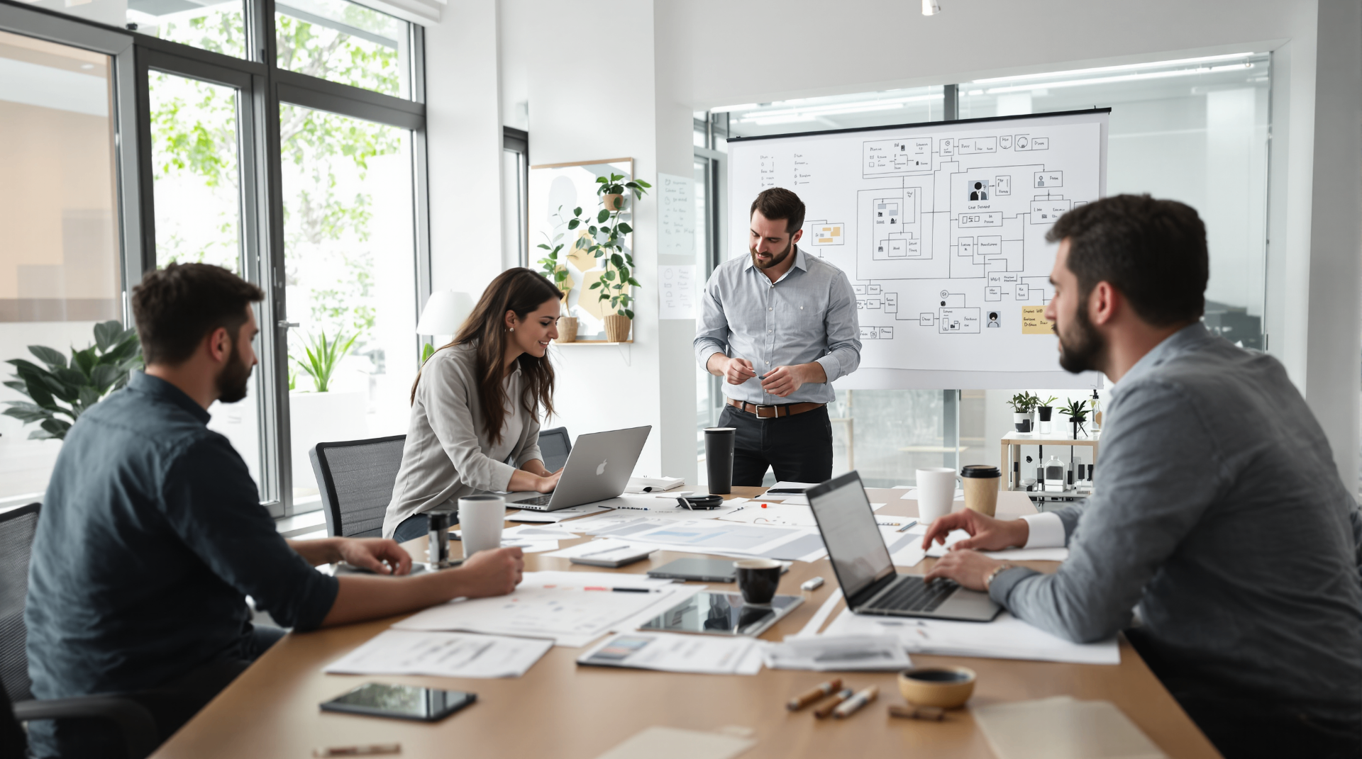 Why Skipping the Discovery Phase Is Dangerous - Professional meeting showing AI-human collaboration in business planning