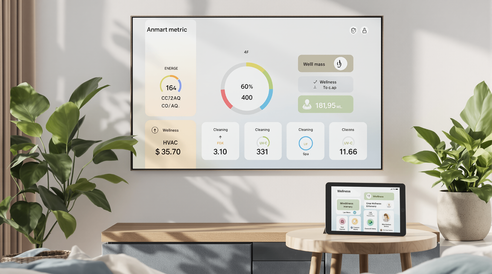 How AI Is Reinventing the Hospitality and Tourism Industry - Smart hotel room dashboard displaying wellness metrics, HVAC controls, and cleaning status